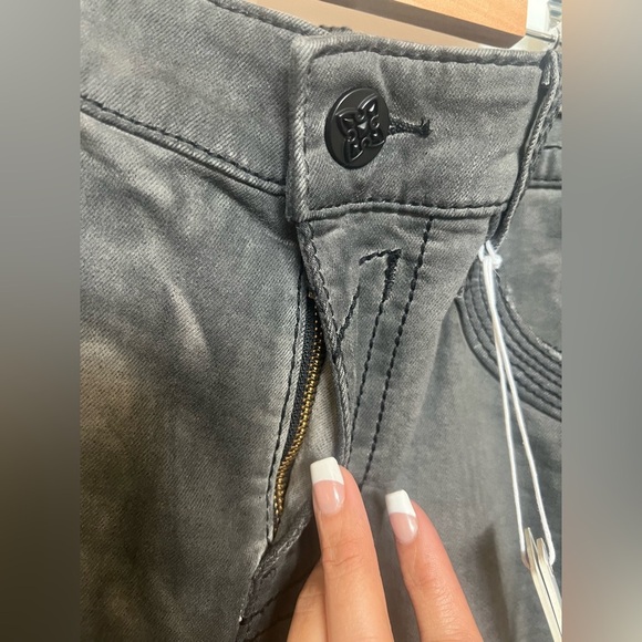 Rock Revival Armory Biker Faded Gray Distressed
Embellished Jeans - Picture 7 of 17